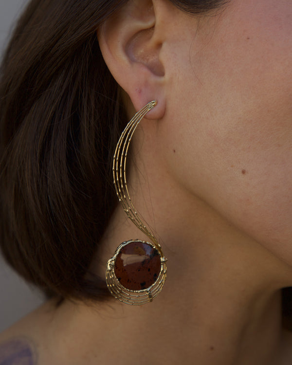 Vintage Brutalist Stone Drop Earrings