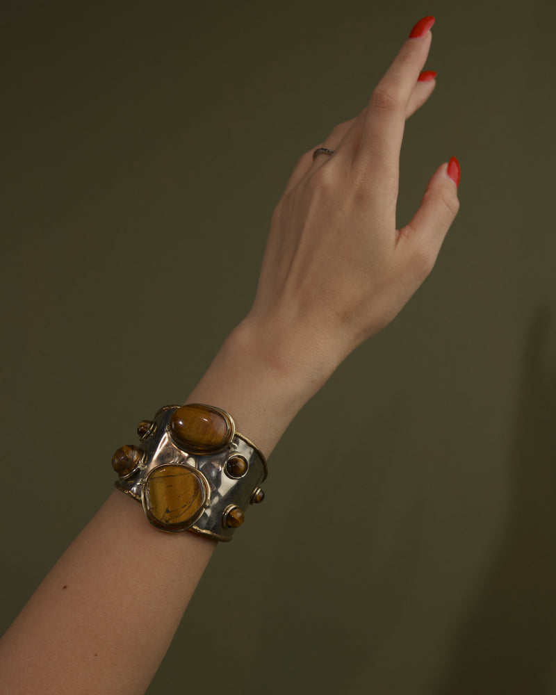 VINTAGE BRUTALIST TIGER EYE CUFF