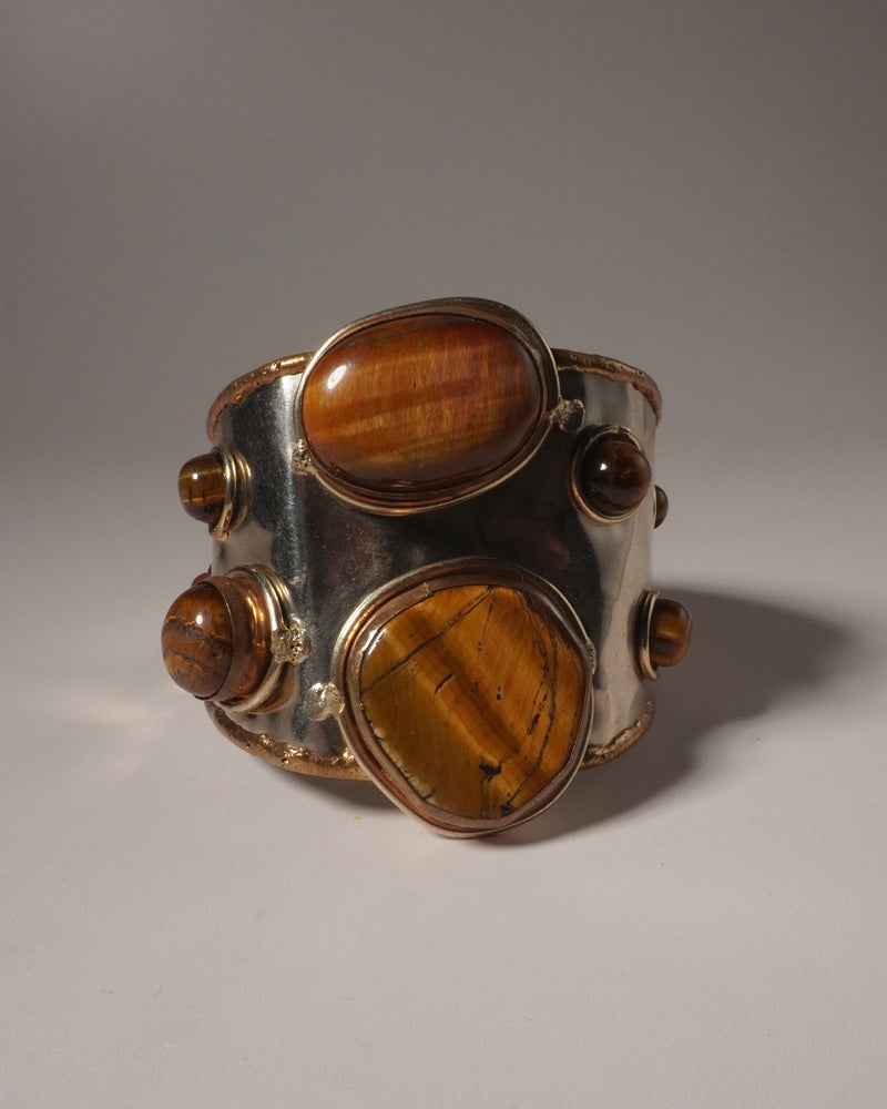 VINTAGE BRUTALIST TIGER EYE CUFF