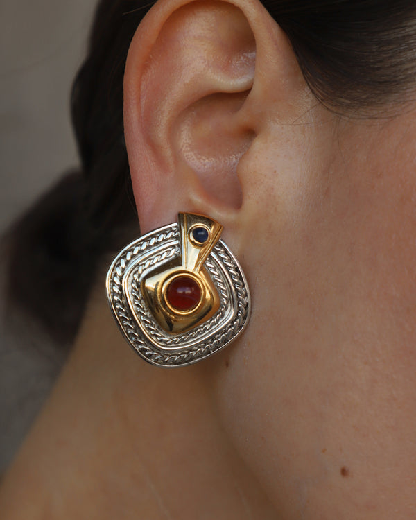 Vintage Byzantine Button Earrings