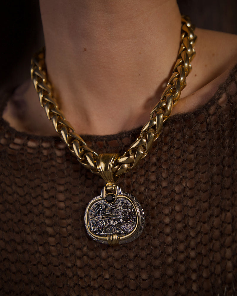 Vintage Byzantine Chariot Pendant Necklace