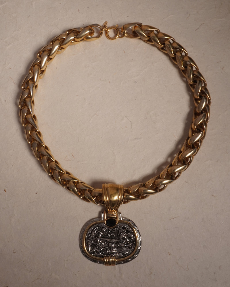 Vintage Byzantine Chariot Pendant Necklace