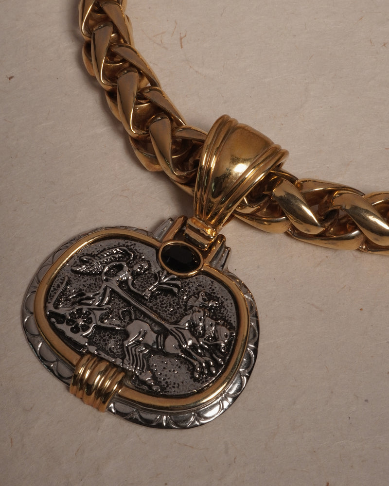 Vintage Byzantine Chariot Pendant Necklace