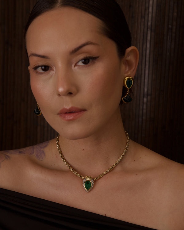 VINTAGE BYZANTINE EMERALD PENDANT NECKLACE