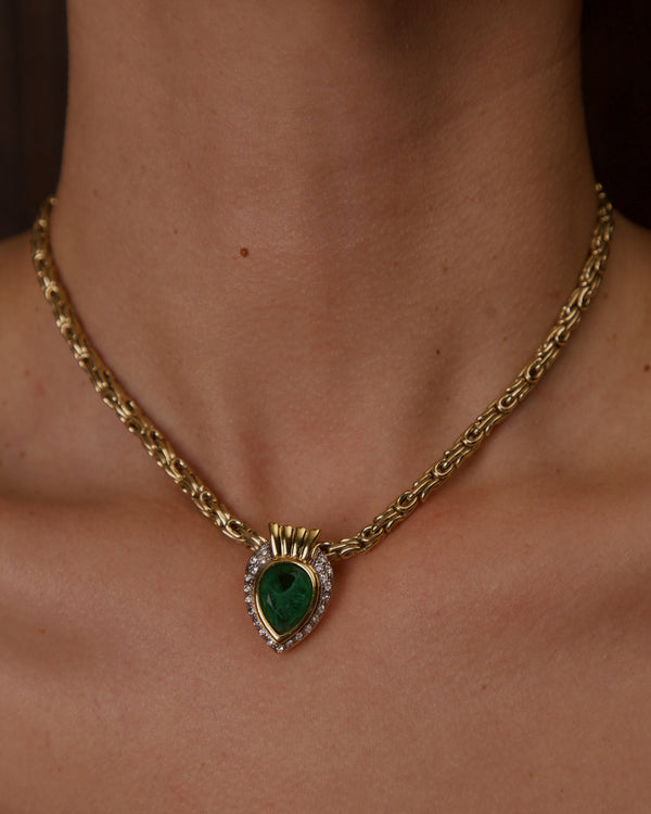 VINTAGE BYZANTINE EMERALD PENDANT NECKLACE