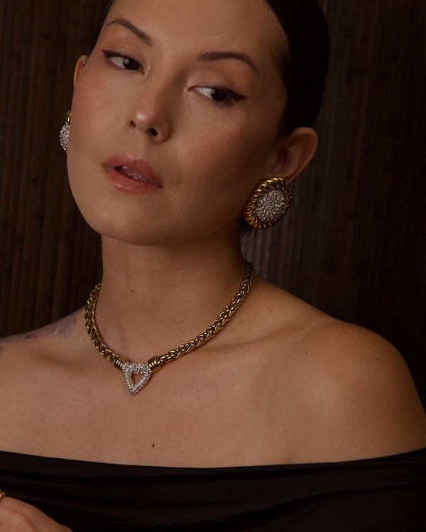 VINTAGE CAROLEE PAVÉ KNOTTED HEART NECKLACE