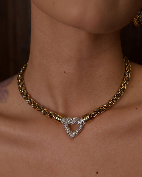 VINTAGE CAROLEE PAVÉ KNOTTED HEART NECKLACE