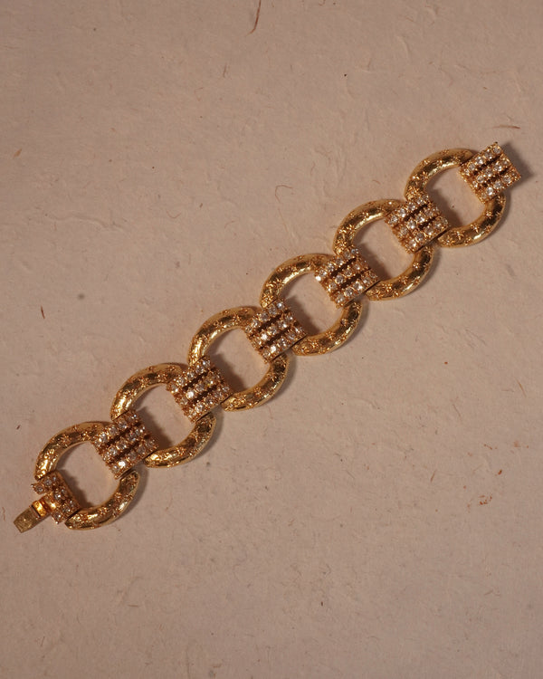 Vintage Carved Stars & Rhinestone Bracelet