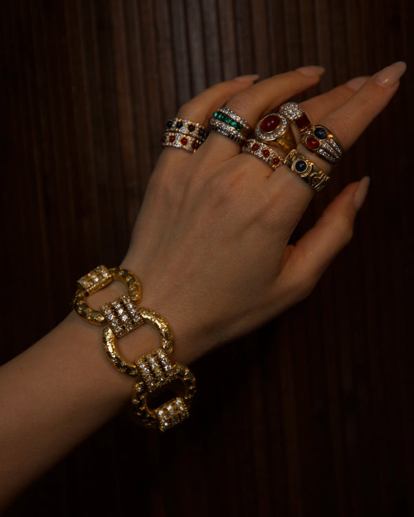 Vintage Carved Stars & Rhinestone Bracelet