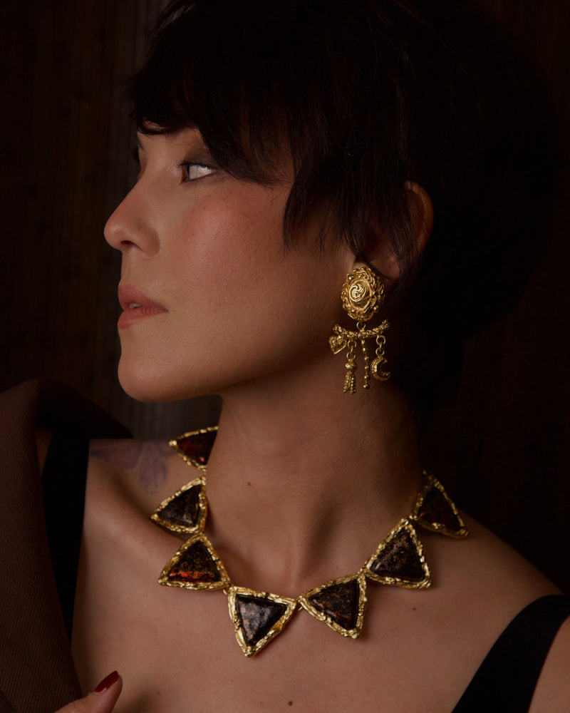 VINTAGE CHRISTIAN LACROIX CELESTIAL CHARM DROP EARRINGS