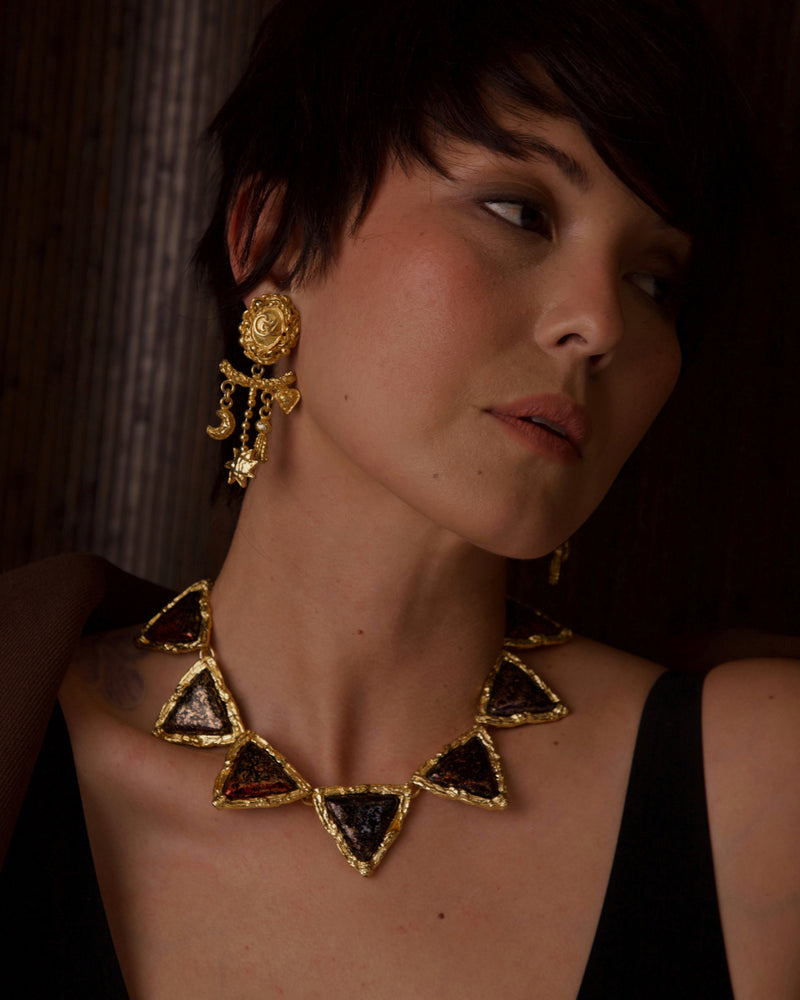 VINTAGE CHRISTIAN LACROIX CELESTIAL CHARM DROP EARRINGS