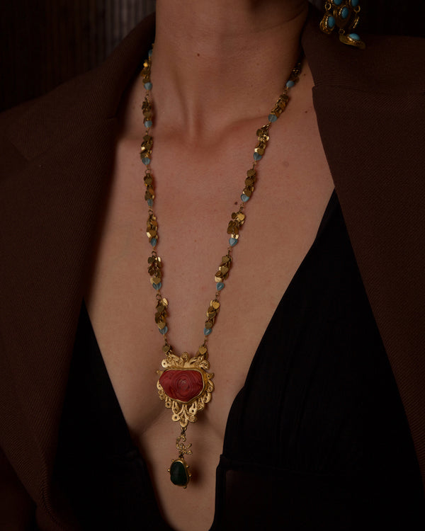 VINTAGE CHRISTIAN LACROIX COUTURE BEADED RESIN NECKLACE