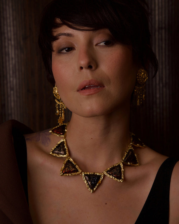 VINTAGE CHRISTIAN LACROIX GILT GOLD & RESIN STATEMENT NECKLACE