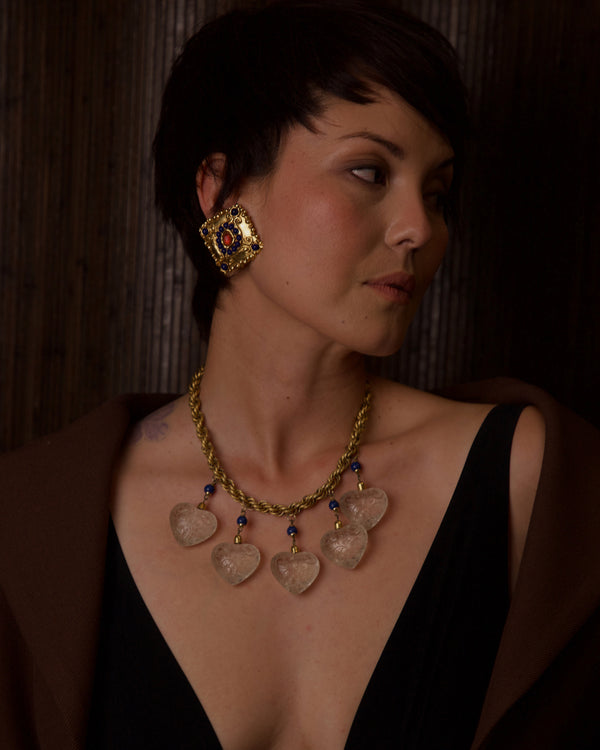 VINTAGE CHRISTIAN LACROIX RESIN & CABOCHON EARRINGS