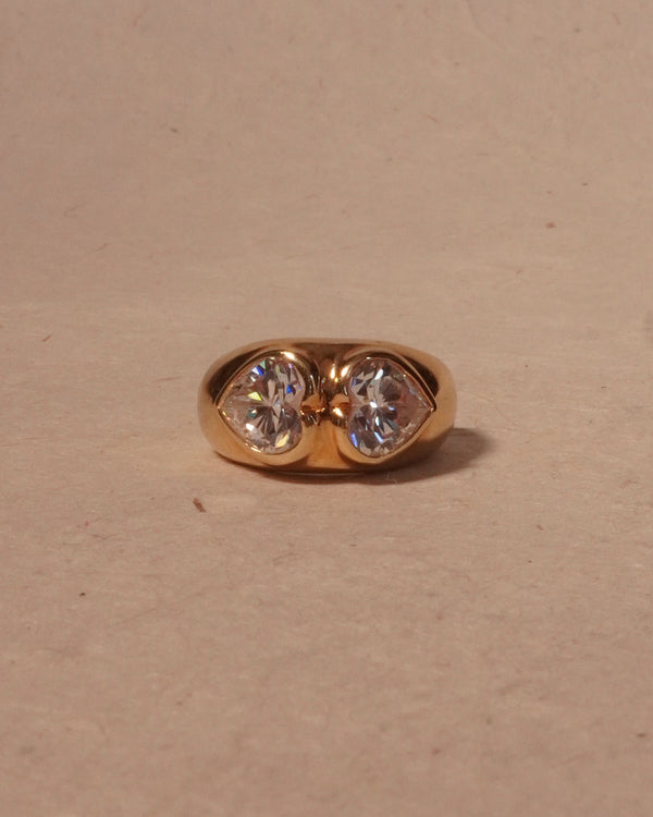 Vintage Chunky DBL Heart Ring