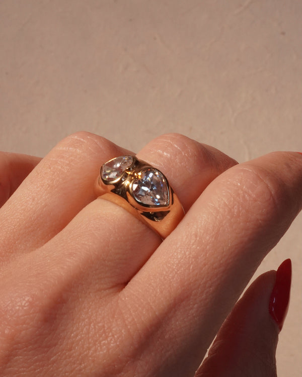 Vintage Chunky DBL Heart Ring