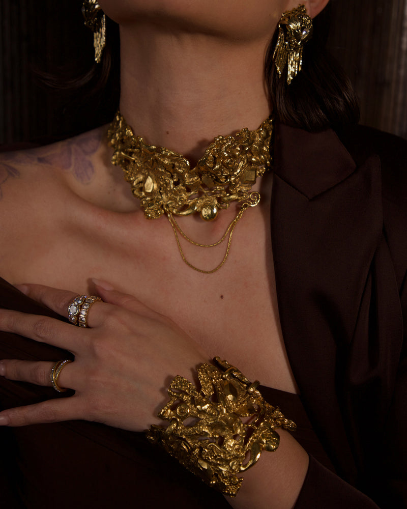 Vintage Christian Lacroix Gold Brutalist Set – Julia Vaughn