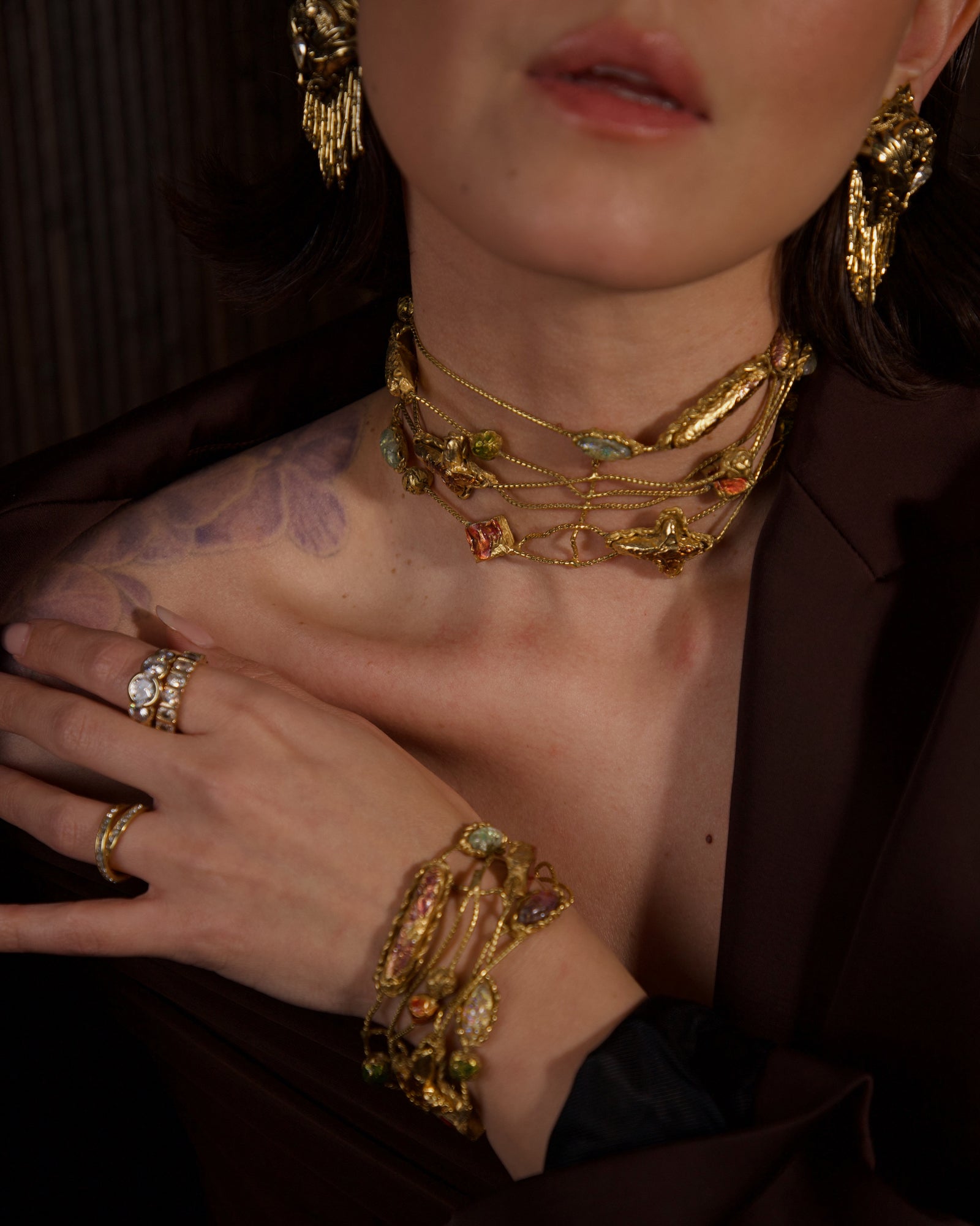 Christian Lacroix ラクロワ カラフル ストーン ブレスレット Vintage Christian Lacroix Multi-Strand Abstract Set – Julia Vaughn