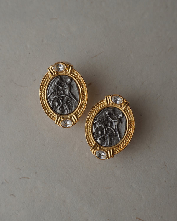 Vintage Dancing Roman Coin Earrings