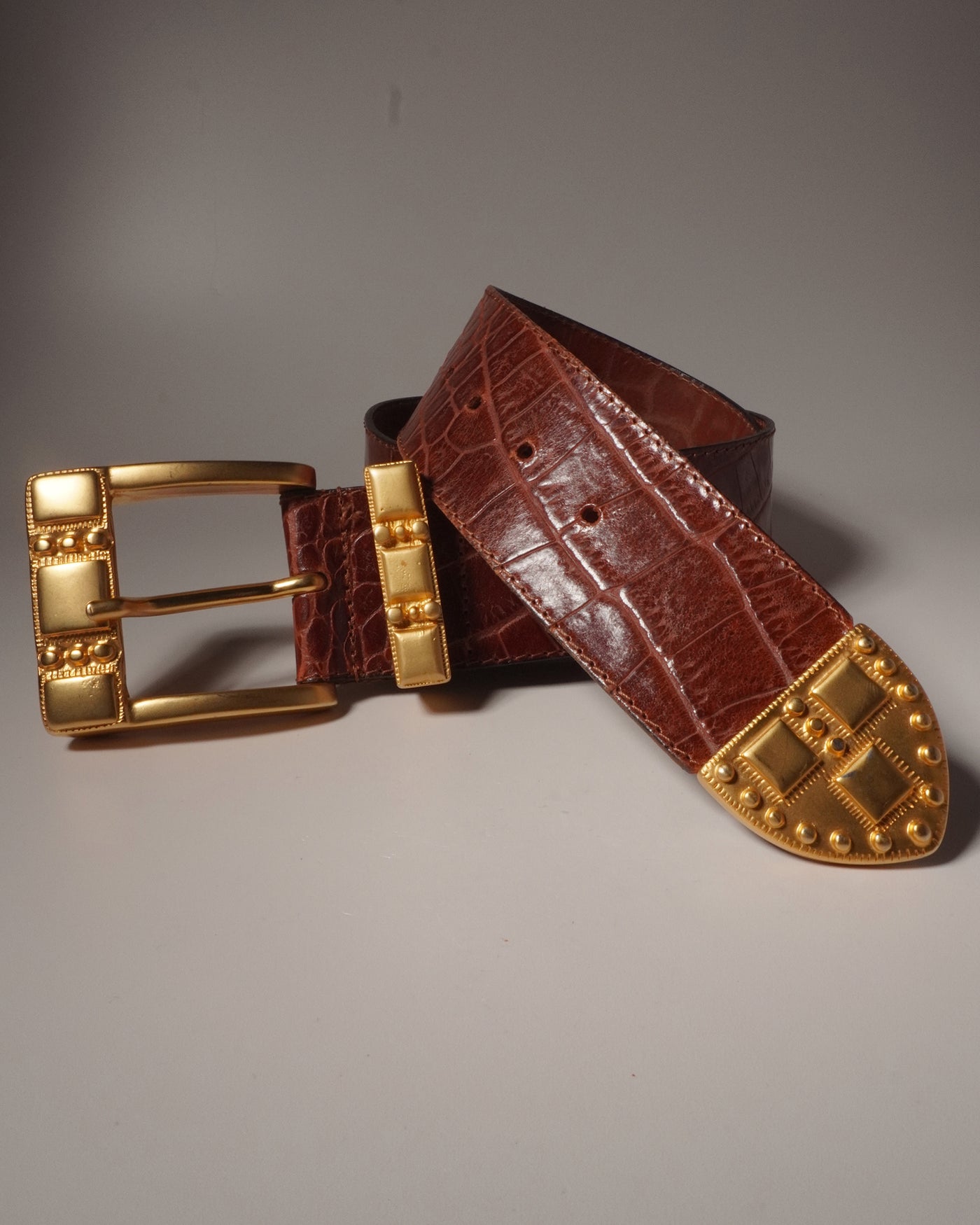 VTG Debra C Beverly Hills Bronze and Gold Genuine Leather Belt Gold Metallic Belt - Etsy main image 2