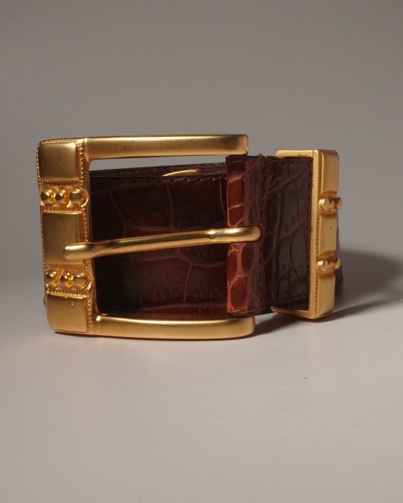 VINTAGE DB MATTE GOLD BUCKLE BROWN BELT