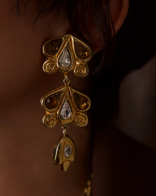 VINTAGE DENAIVE GILT RESIN EARRINGS