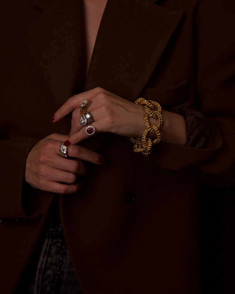 VINTAGE DOMINIQUE AURIENTIS GRANULATED LINK CHAIN BRACELET