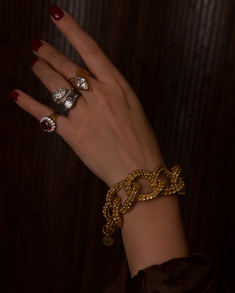 VINTAGE DOMINIQUE AURIENTIS GRANULATED LINK CHAIN BRACELET