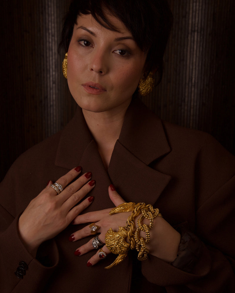 VINTAGE DOMINIQUE AURIENTIS GRANULATED LINK CHAIN BRACELET