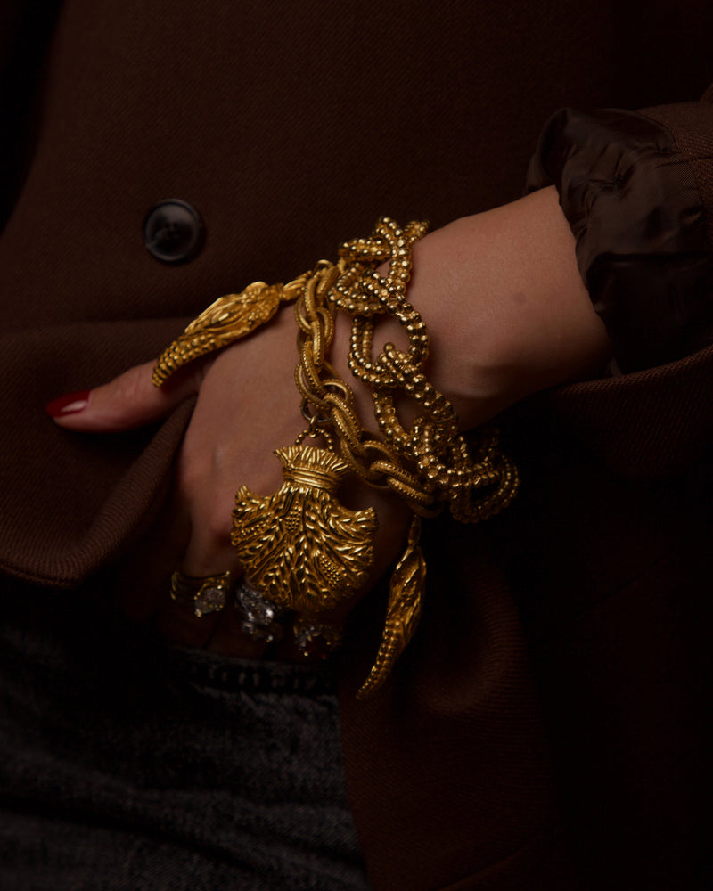 VINTAGE DOMINIQUE AURIENTIS GRANULATED LINK CHAIN BRACELET