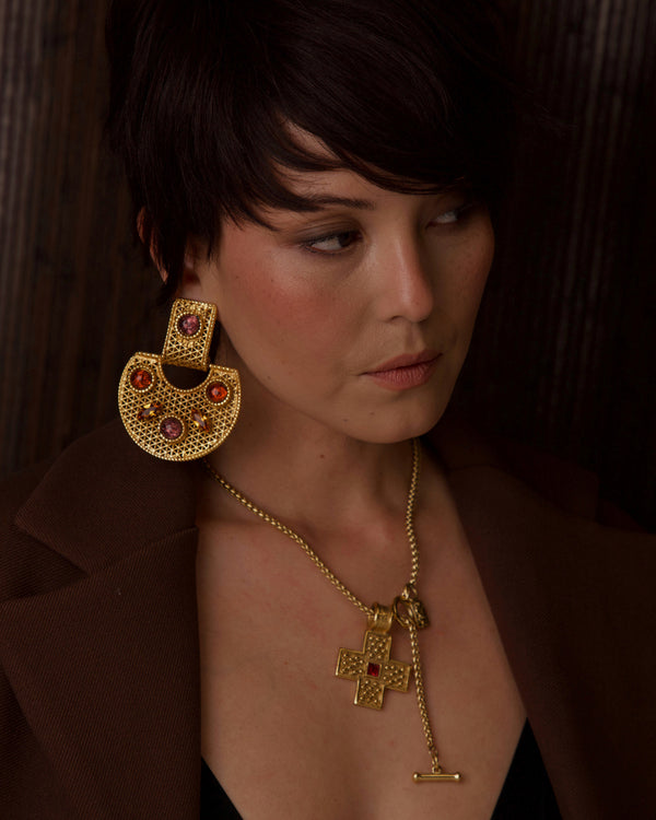 VINTAGE DOMINIQUE AURIENTIS RHINESTONE & CABOCHON DOOR KNOCKERS