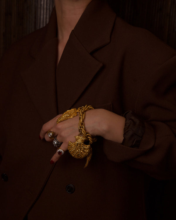 VINTAGE DOMINIQUE AURIENTIS WHEAT & CORN HARVEST CHARM BRACELET