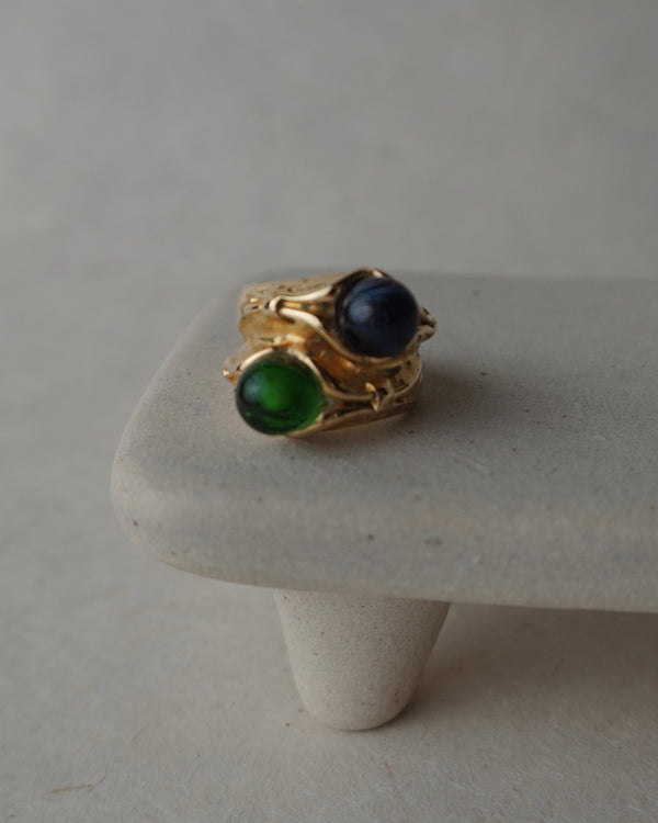 Vintage Double Cabochon Ring Sz 6