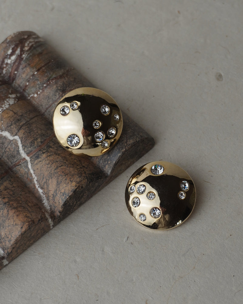 Vintage Embellished Gold Dome Clip Ons