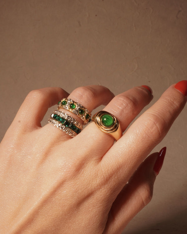 Vintage Emerald Cabochon RIng (Sz 6)