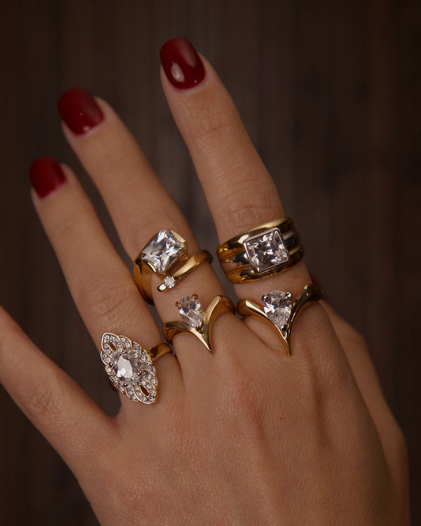 VINTAGE EMERALD CUT CZ WRAP RING SZ 7.5