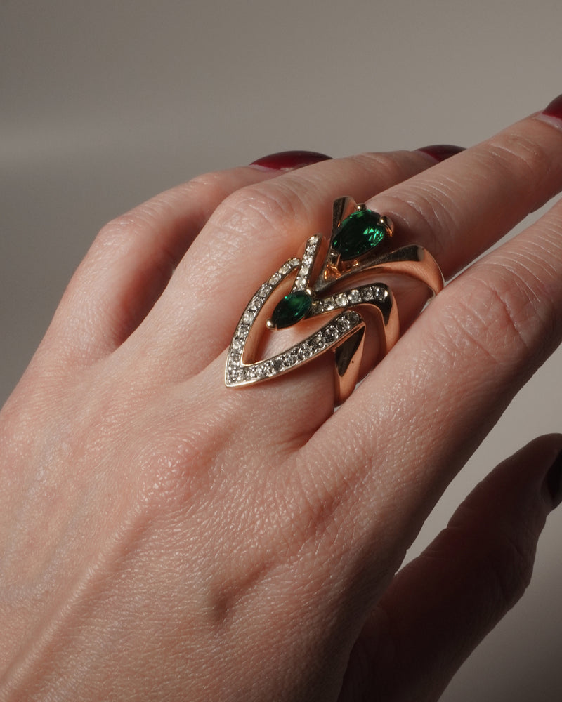 VINTAGE EMERALD CZ POINTED RING