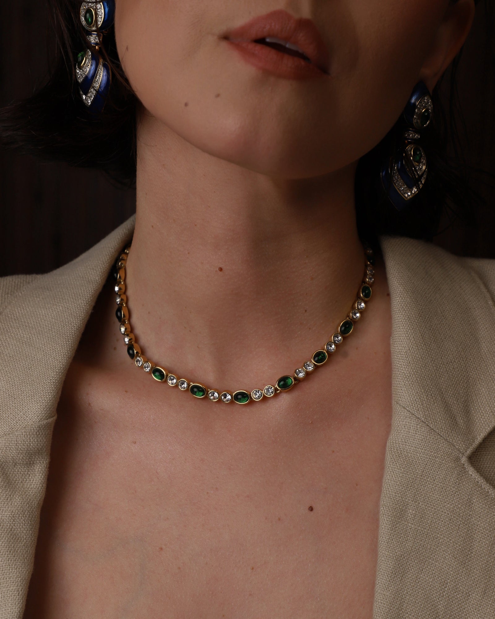 VINTAGE EMERALD GLASS CAB SET – Julia Vaughn