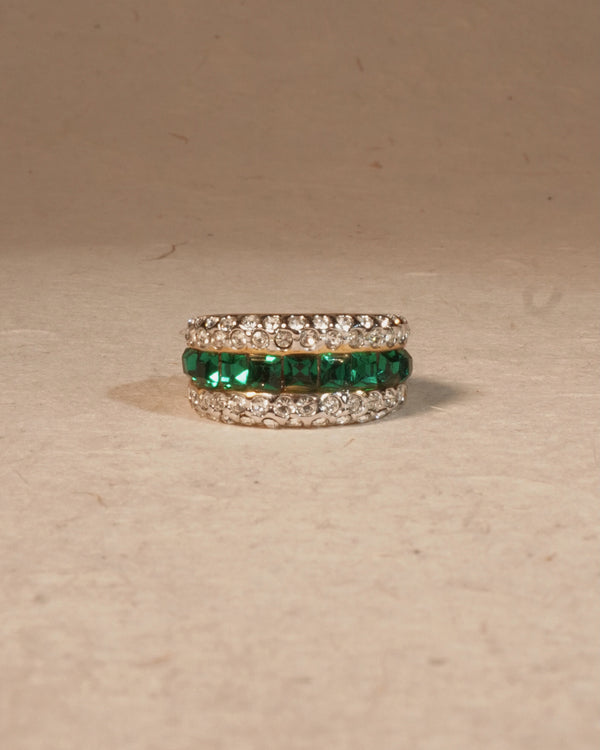 Vintage Emerald & Pavé Ring (Sz 6)