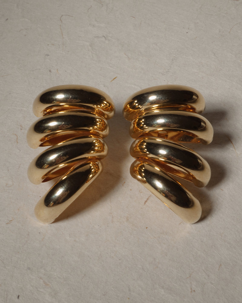 Vintage EP Chunky Gold Ribbed Clip Ons