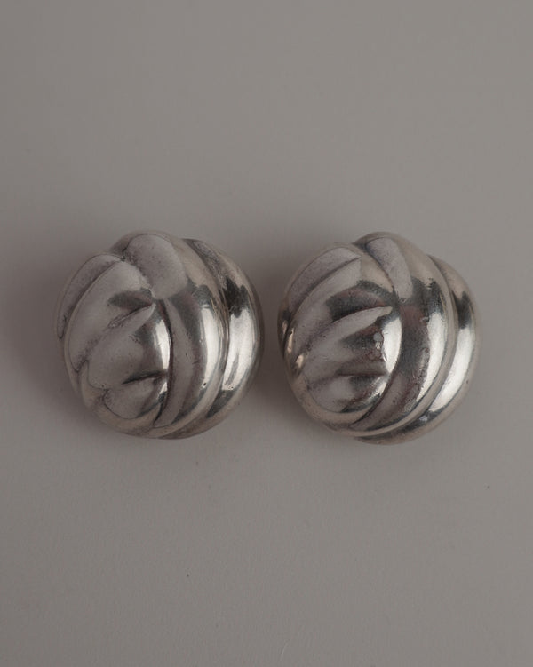 VINTAGE EP CHUNKY SILVER DOME CLIP ONS