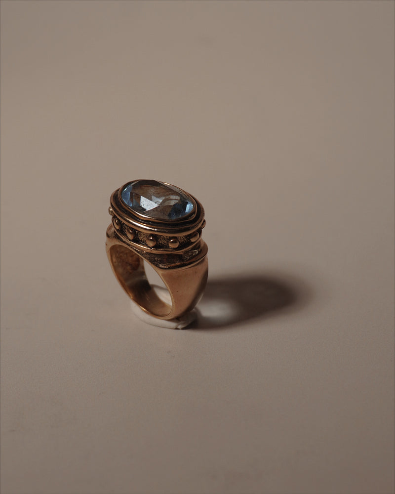 Vintage Etruscan Aquamarine Ring sz 6