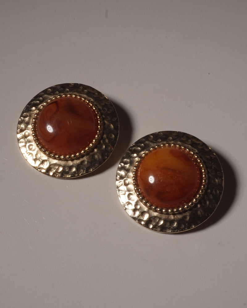 VINTAGE ETRUSCAN CABOCHON DISC CLIP ONS