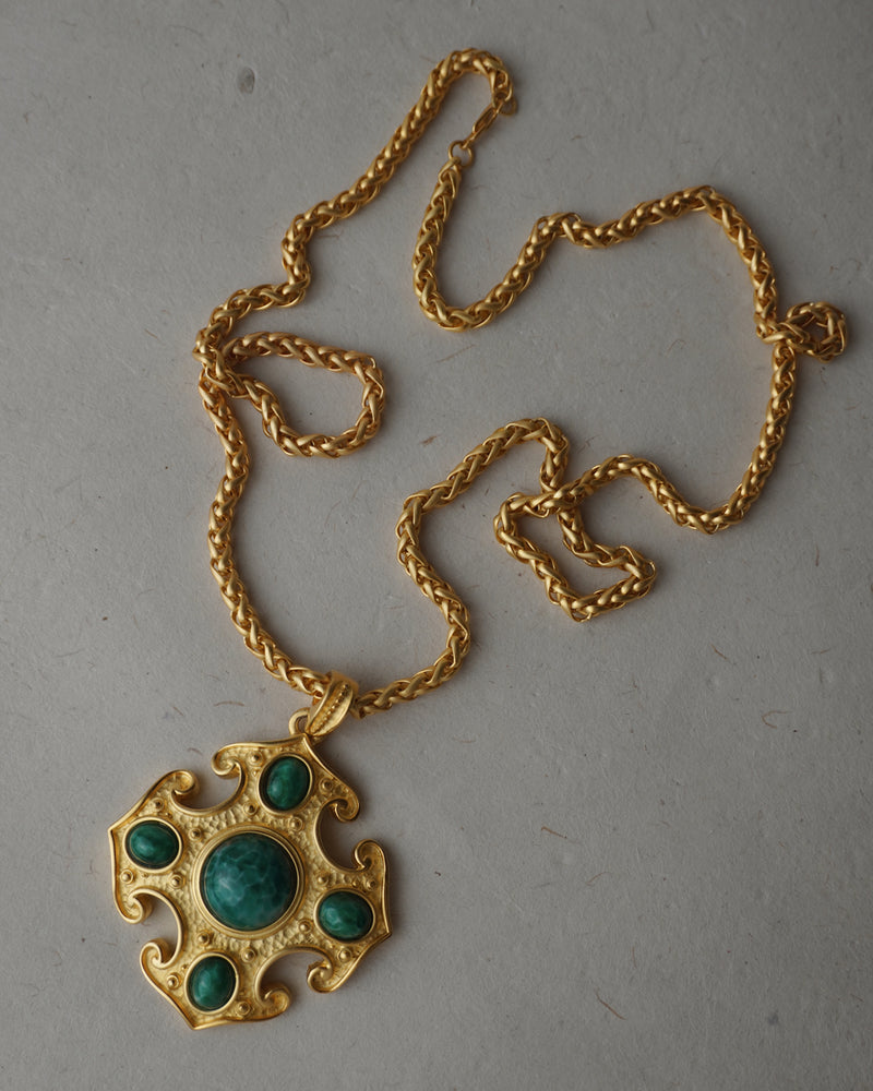 Vintage Etruscan Cross Pendant Necklace