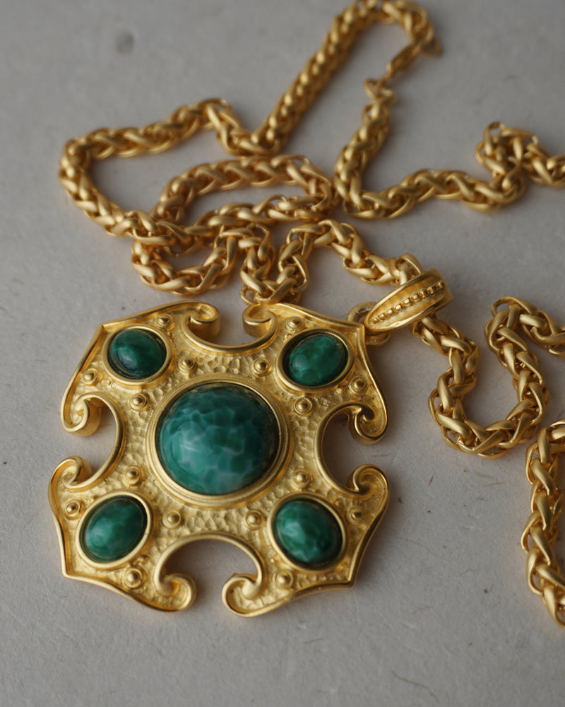 Vintage Etruscan Cross Pendant Necklace