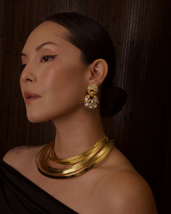 VINTAGE ETRUSCAN CRYSTAL DROP EARRINGS