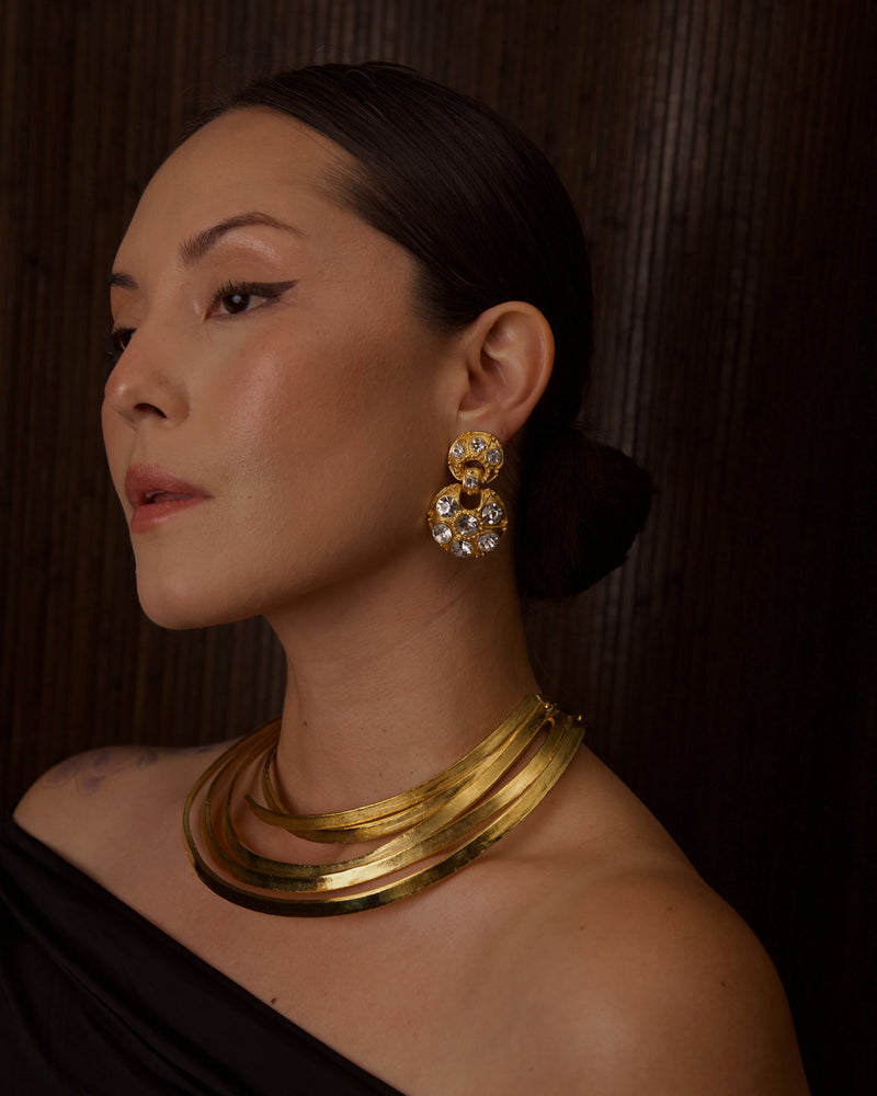 VINTAGE ETRUSCAN CRYSTAL DROP EARRINGS