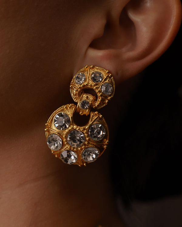 VINTAGE ETRUSCAN CRYSTAL DROP EARRINGS