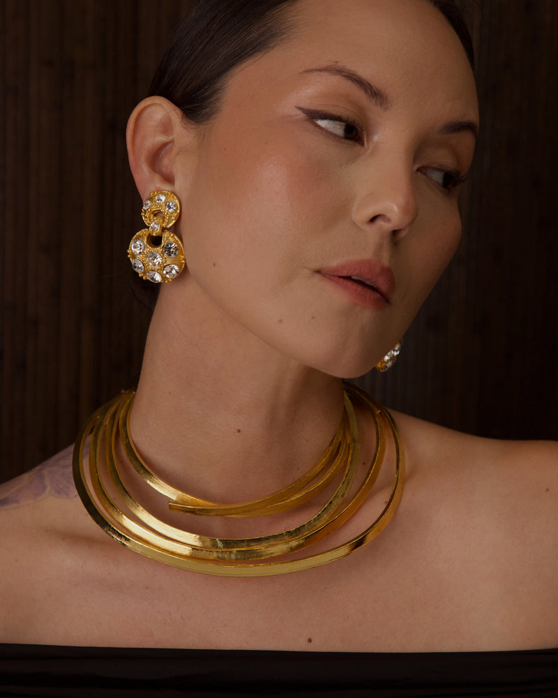 VINTAGE ETRUSCAN CRYSTAL DROP EARRINGS