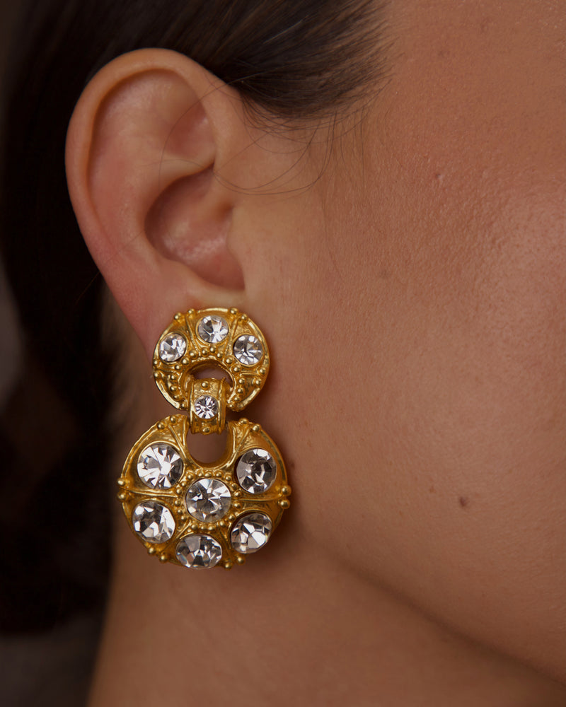 VINTAGE ETRUSCAN CRYSTAL DROP EARRINGS